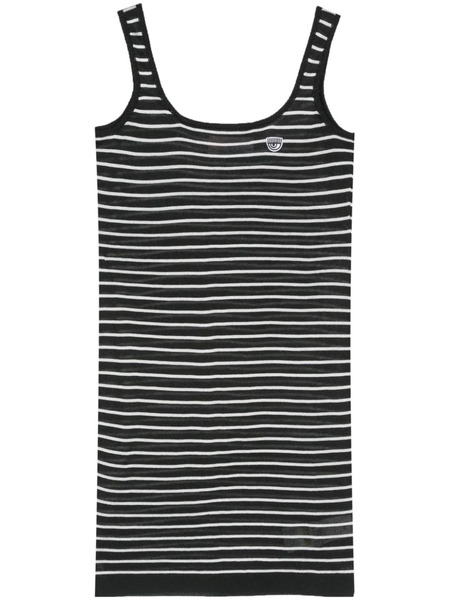  Chiara Ferragni Eyelike-patch Striped Mini Dress - Black 