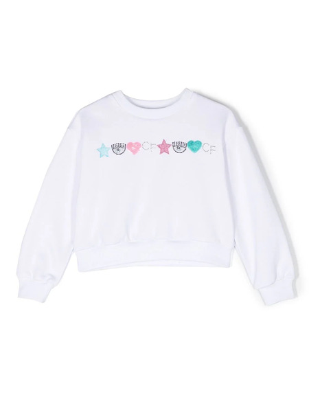  Chiara Ferragni Kids Embellished Crew-neck Sweatshirt - White 