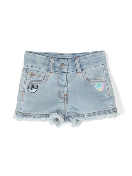  Chiara Ferragni Kids Eye Star-print Denim Shorts - Blue 