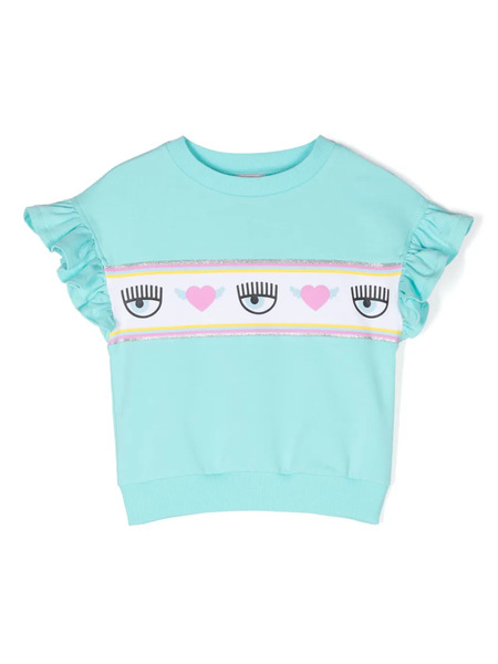  Chiara Ferragni Kids Eyelike-motif Ruffled T-shirt - Blue 