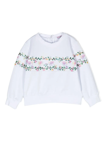  Chiara Ferragni Kids Eyelike-motif Stripe Sweatshirt - White 