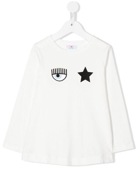 Chiara Ferragni Kids Eyelike-print T-shirt - White 