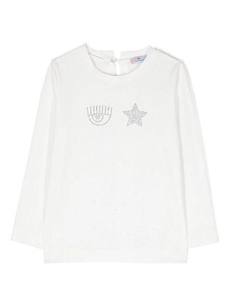  Chiara Ferragni Kids Logo-embellished Cotton Sweatshirt - White 