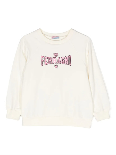  Chiara Ferragni Kids Logo-embroidered Stretch-cotton Sweatshirt - White 