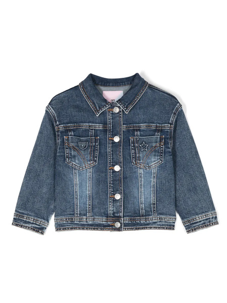  Chiara Ferragni Kids Logo-patch Dennim Jacket - Blue 