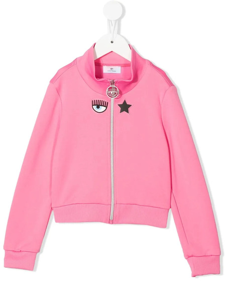  Chiara Ferragni Kids Logo Patch Zip-up Jacket - Pink 