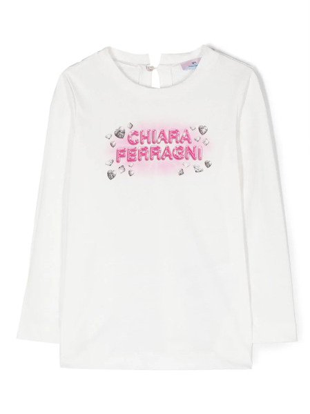  Chiara Ferragni Kids Logo-print Cotton Sweatshirt - White 