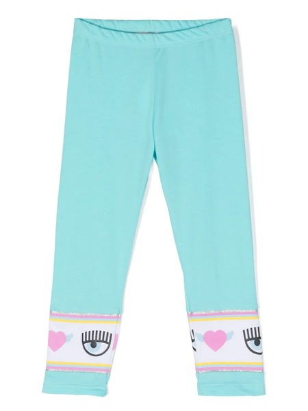  Chiara Ferragni Kids Maxi Logomania Leggings - Blue 