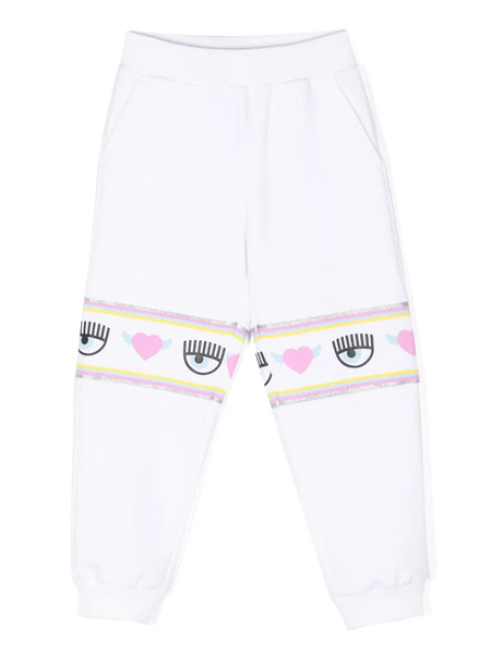  Chiara Ferragni Kids Maxi Logomania Track Pants - White 
