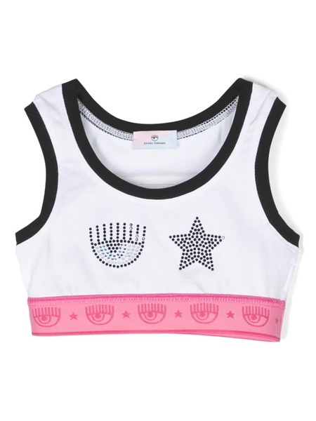  Chiara Ferragni Kids Rhinestone-embellished Cropped Top - White 