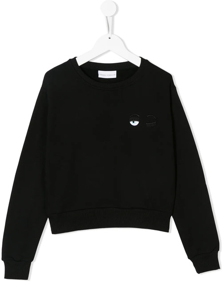  Chiara Ferragni Kids Wink Face Sweatshirt - Black 