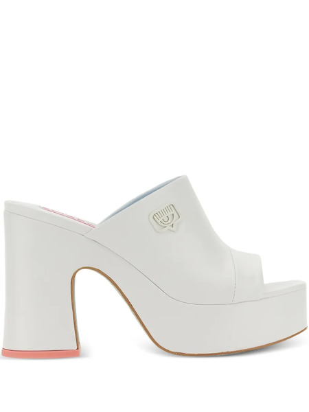  Chiara Ferragni 85mm Platform Eyelike-embellished Pumps - White 
