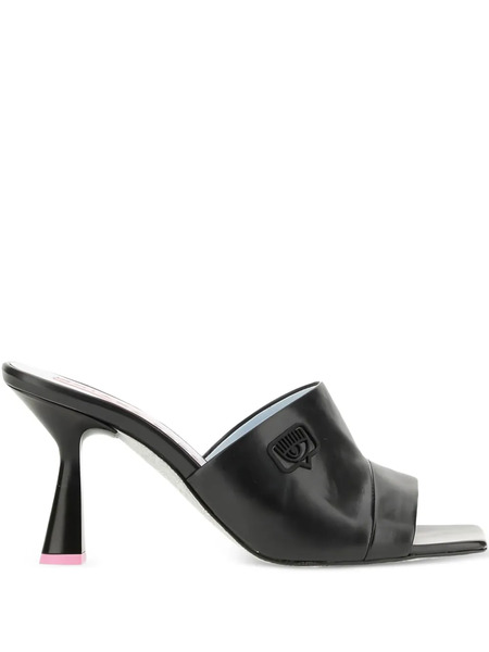  Chiara Ferragni 85 Mm Square-toe Heeled Sandals - Black 