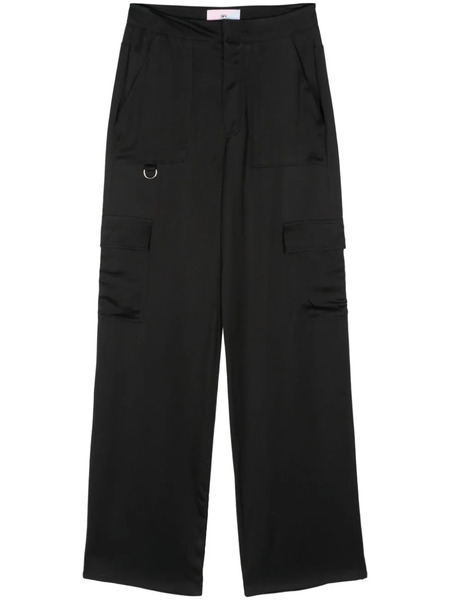  Chiara Ferragni Satin Straight Cargo Pants - Black 