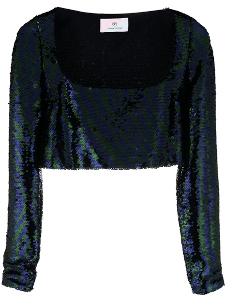  Chiara Ferragni Sequin-embellished Cropped Top - Blue 