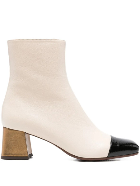  Chie Mihara 55mm Metallic-block Heel Cap-toe Ankle Boots - White 