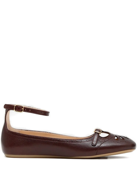  Chloé Ankle-strap Perforated Ballet Flats - Brown 
