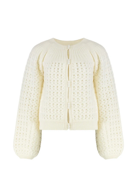  Chloé Balloon-sleeves Open-knit Cardigan - Neutrals 