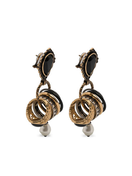  Chloé Black Drop Multiple-rings Earrings - Gold 