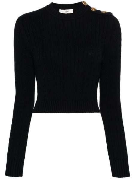 Chloé Cable-knit Cropped Jumper - Blue 