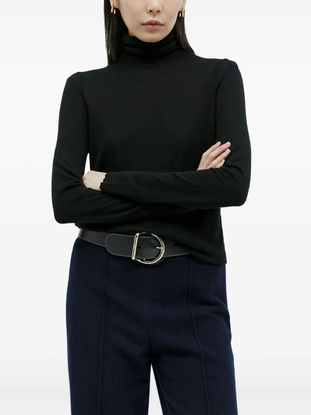  Chloé Circular-buckle Leather Belt - Black 