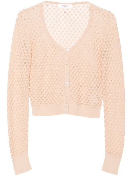  Chloé Cropped Pointelle-knit Cardigan - Neutrals 