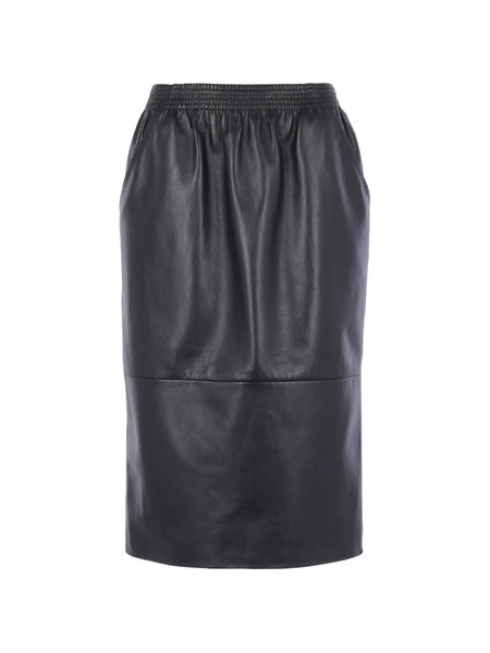  Chloé Elasticated Leather Midi Skirt - Black 
