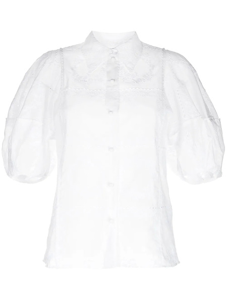  Chloé Embroidered-design Puff-sleeve Shirt - White 