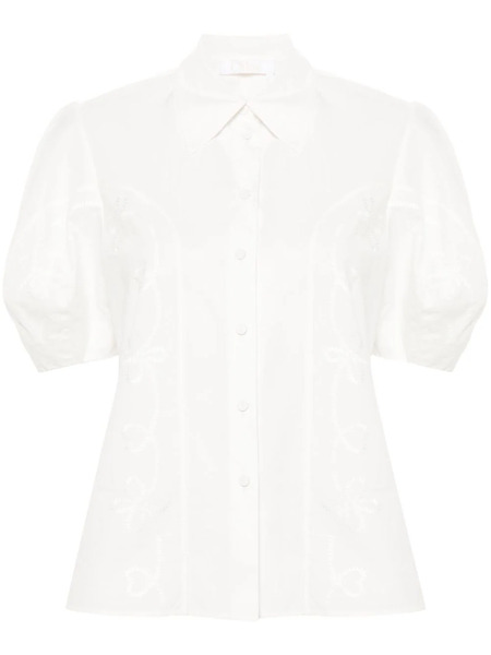  Chloé Embroidery-detail Poplin Shirt - White 