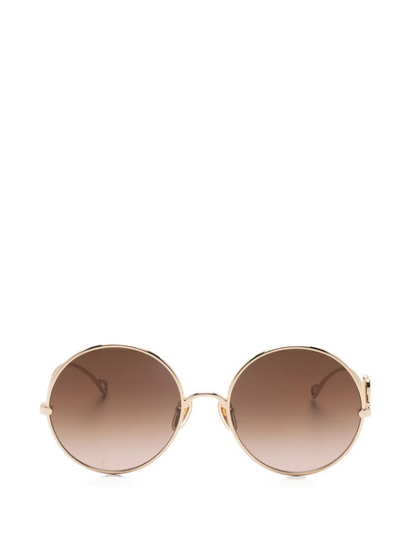  Chloé Eyewear Chloe Oversized Circle Brown Grad Lens Metal Sunglasses - 001 Gold Gradient Brown 