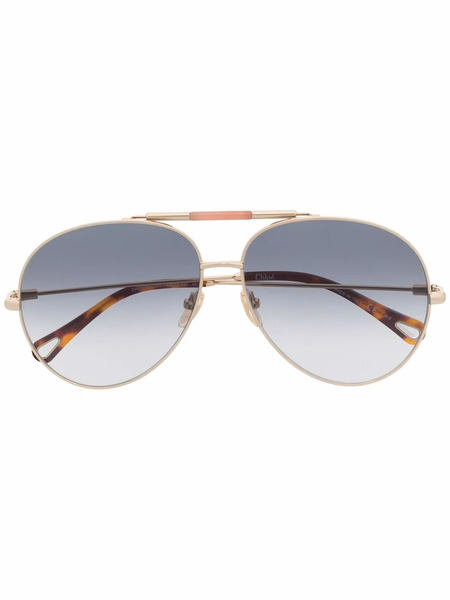  Chloé Eyewear Gradient Pilot Sunglasses - Gold 