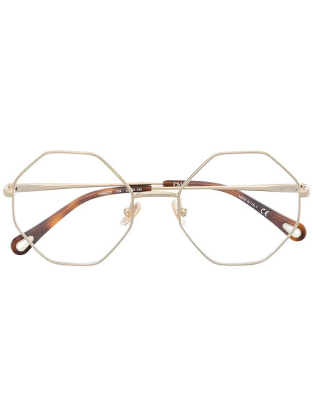  Chloé Eyewear Hexagonal Frame Glasses - Gold 