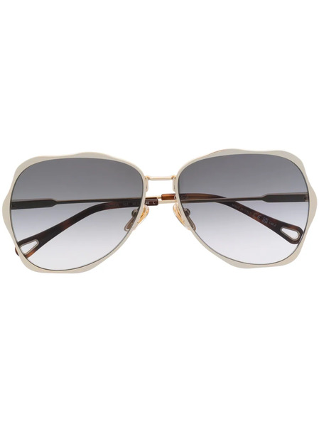  Chloé Eyewear Logo-engraved Pilot-frame Sunglasses - Gold 