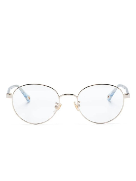  Chloé Eyewear Logo-engraved Round-frame Glasses - Gold 