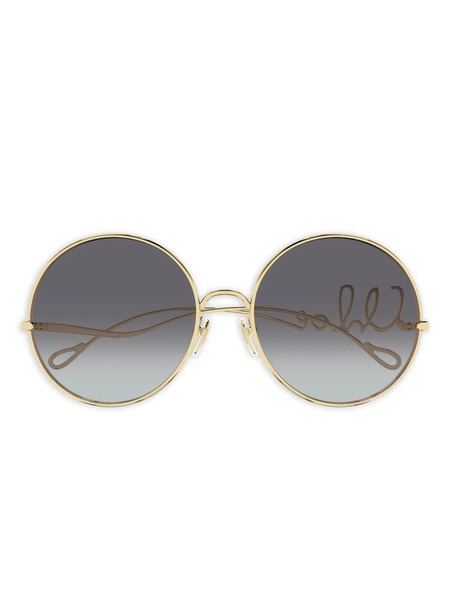  Chloé Eyewear Logo-lettering Round-frame Sunglasses - Gold 