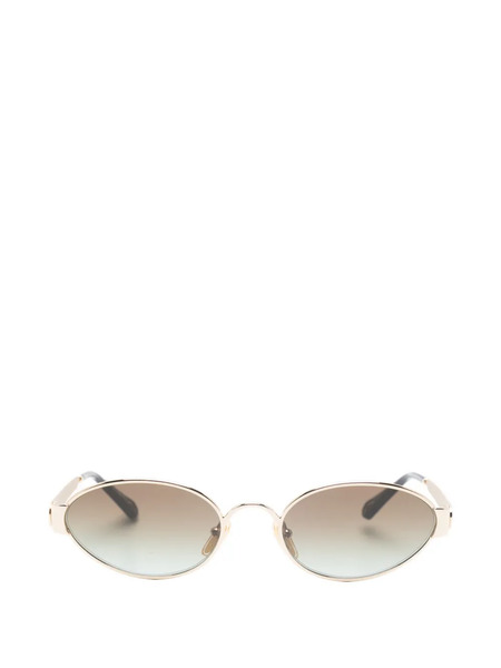  Chloé Eyewear Oval-frame Sunglasses - Gold 