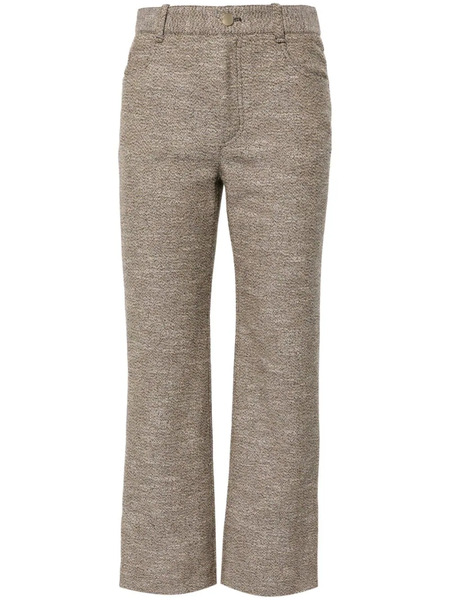  Chloé Flared Tweed Cropped Trousers - Yellow 