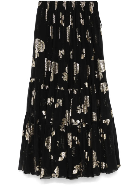  Chloé Floral-jacquard Maxi Skirt - Black 