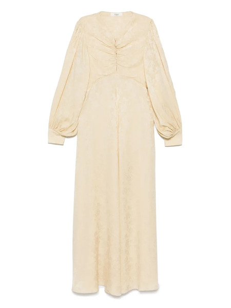  Chloé Floral-jacquard Ruched Midi Dress - Neutrals 