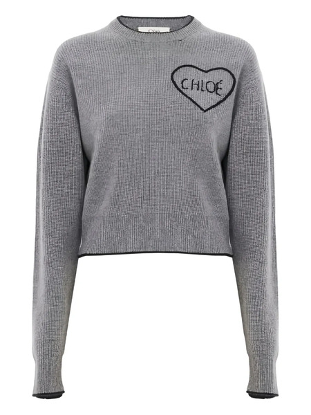  Chloé Heart-appliqué Sweater - Grey 