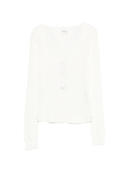  Chloé Henley Scoop-neck T-shirt - White 