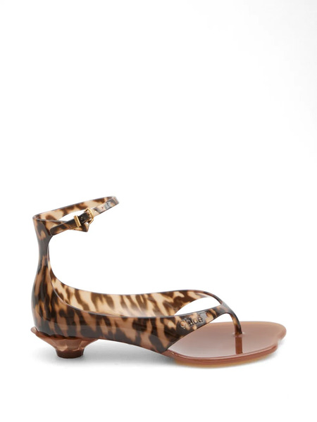  Chloé Jelly Tropical-print Ankle-strap Sandals - White 