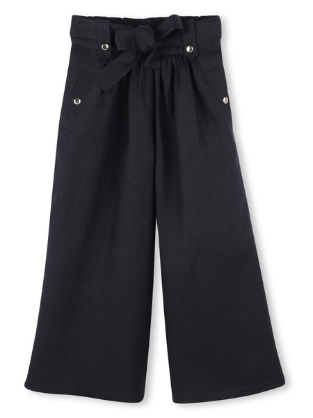  Chloé Kids Bow-detail Linen Trousers - Blue 
