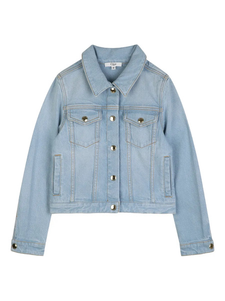  Chloé Kids Buttoned Cotton Jacket - Blue 