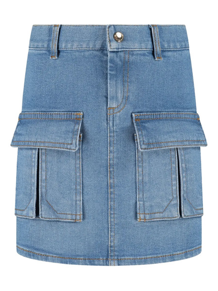  Chloé Kids Denim Cargo Skirt - Blue 