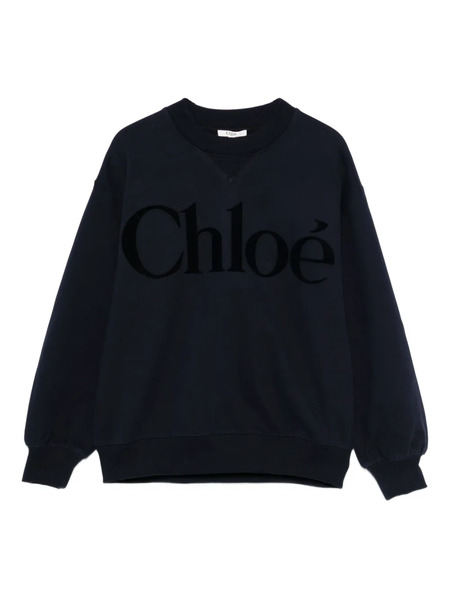  Chloé Kids Drop-shoulder Fleece Sweatshirt - Blue 