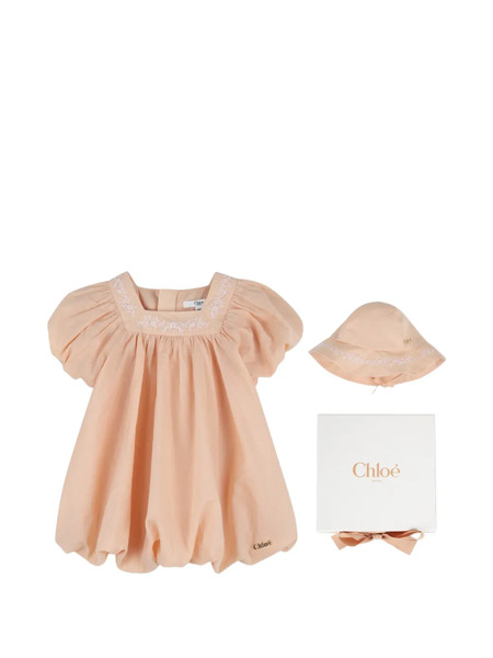  Chloé Kids Embroidered Dress Set - Neutrals 