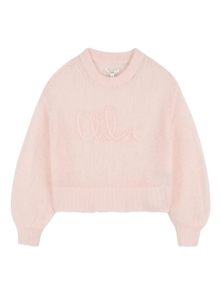  Chloé Kids Embroidered Long-sleeve Sweater - Pink 