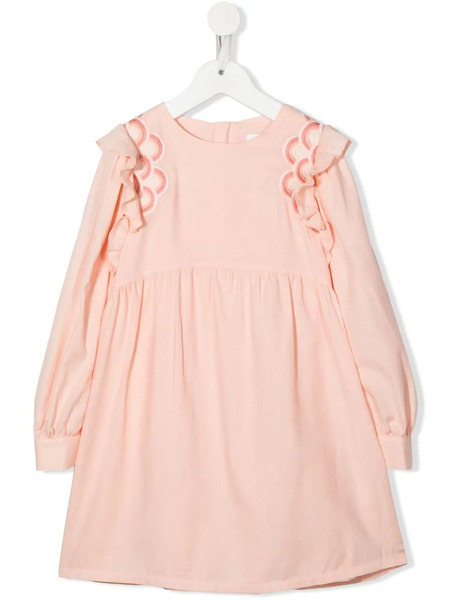  Chloé Kids Embroidered-scallop Midi Dress - Pink 