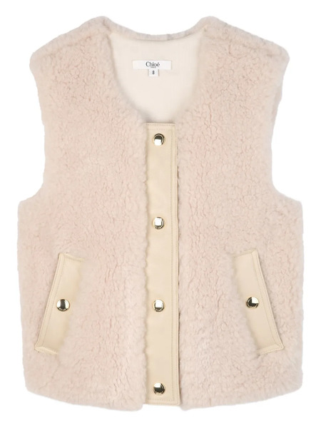  Chloé Kids Faux-shearling Jacket - Neutrals 